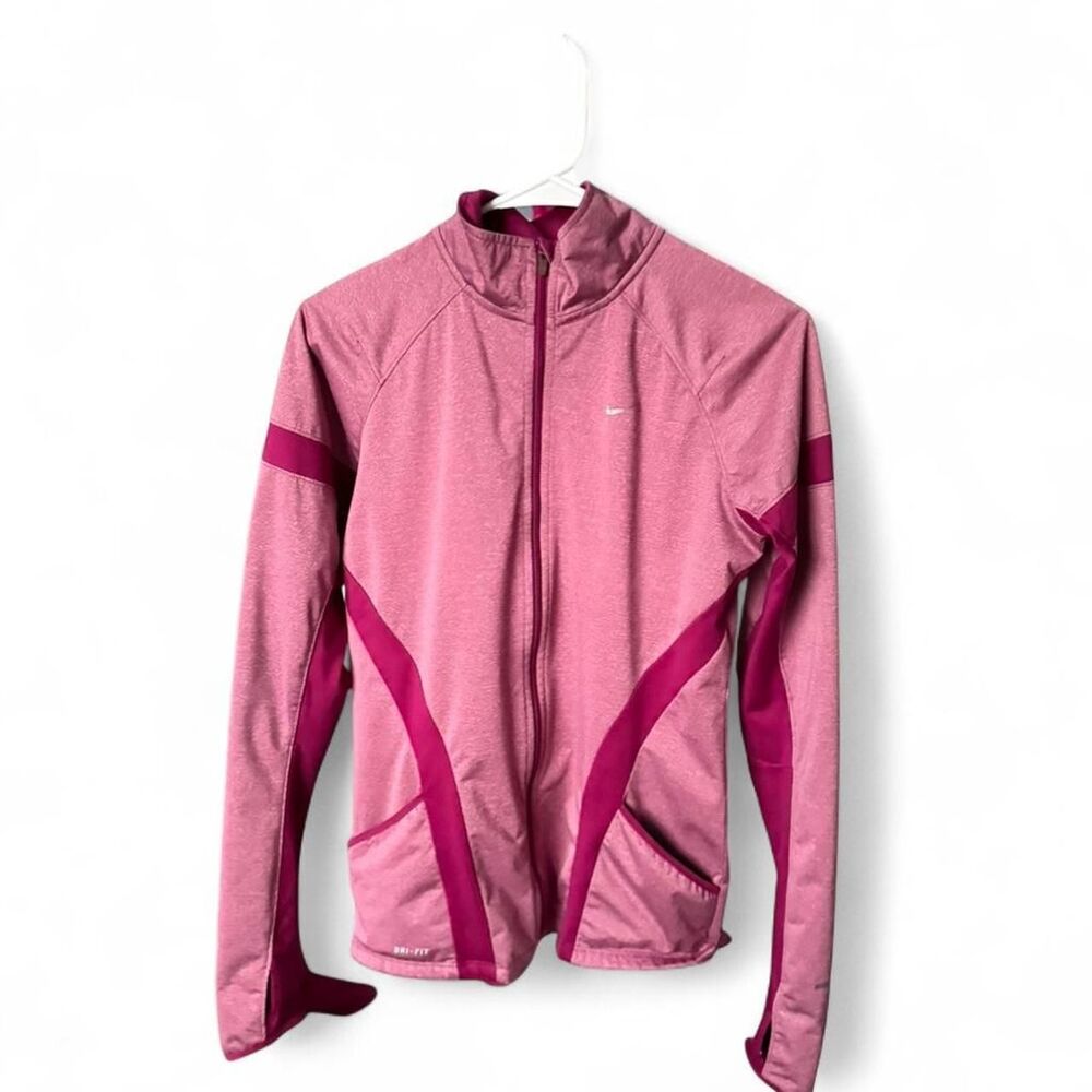 Nike Dri-Fit Women’s Small Pink Full Zip Running Jacket Reflective Activewear